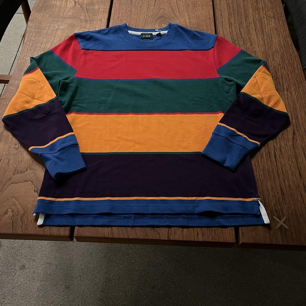J.Crew Shirt Mens Medium Multicolor Rugby Stripe Long Sleeve Crewneck Cotton